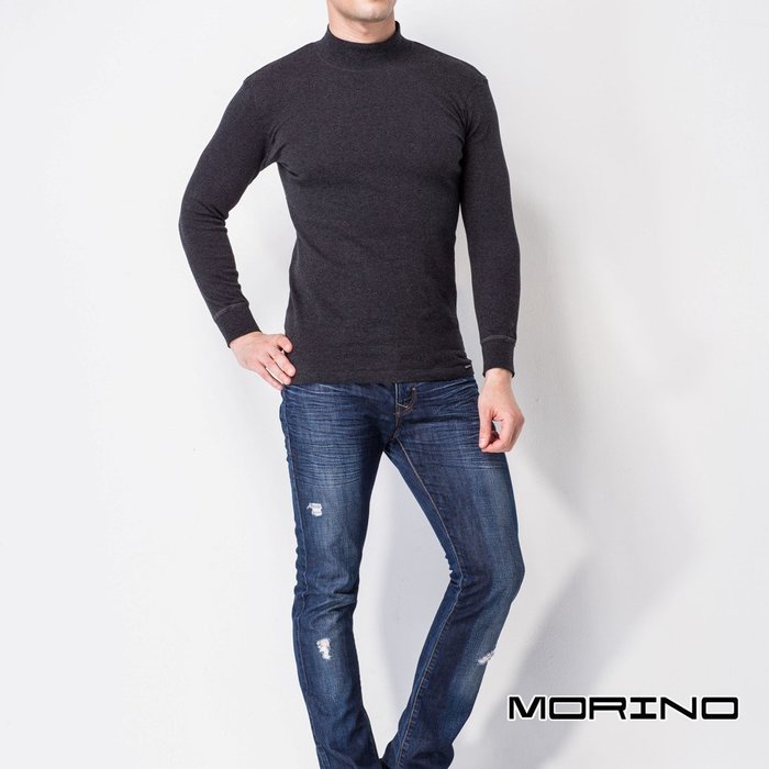 【MORINO摩力諾】純棉  長袖T恤  高領衫(超值2入組)--免運