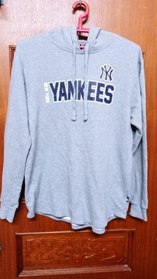 MLB紐約洋基隊連帽長T灰色L號