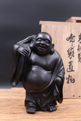 【二手】日本回流彌勒佛銅佛像，七福神之一、布袋和尚銅像。日本金工名匠12530【如意坊】擺件  老物件 老貨