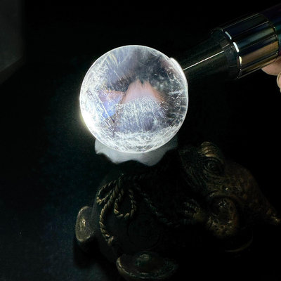 紅針水晶球擺件 藍針水晶球 白水晶球 4.2CM 水晶 標本 擺件【紫竹齋】529