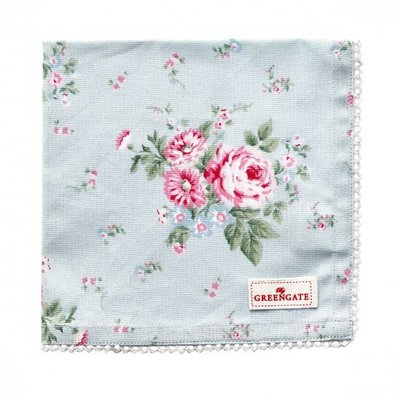 GreenGate Bread Basket Napkin with Lace Marley Pale Blue