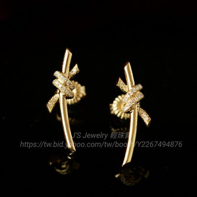 珠寶訂製 18K金設計款鑽石耳環 玫瑰金 Tiffany Knot 風格