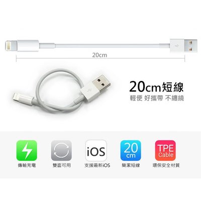 Apple iPhone 5 5C 5S SE Lightning 8PIN 短線 i7 20CM 非原廠傳輸線