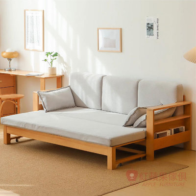 [紅蘋果傢俱] 櫸木系列 MLWH 沙發床 推拉床 伸縮沙發 櫸木沙發床 實木沙發床 木沙發 櫸木沙發 實木沙發 北歐風