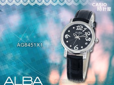 CASIO 時計屋 SEIKO ALBA AG8451X1 施華洛世奇元素皮革錶帶 保固 (另有AG8444X1 )
