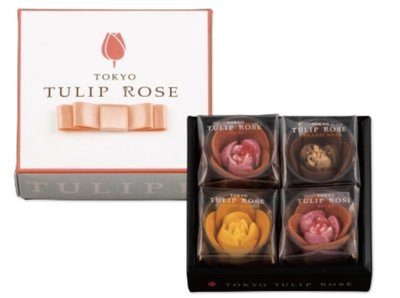 送禮🌷tokyo tulip rose 鬱金香玫瑰花朵 手工餅乾 4入盒 日本伴手禮