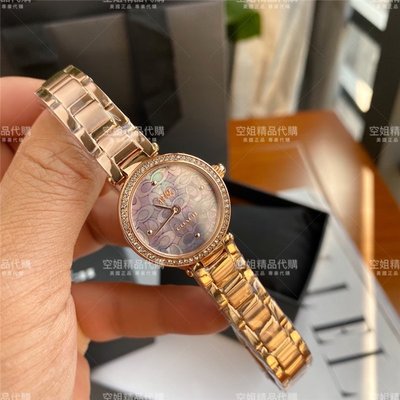 空姐代購 COACH 2021蔻馳新款 PARK系列 女士腕錶 手錶 水晶手錶 歐美鏈式精鋼錶帶 表圈鑲嵌施華洛世奇水晶