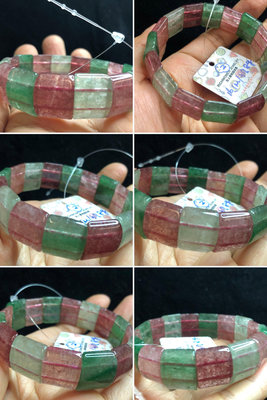 天然紅綠水晶紅草莓晶綠草莓晶手排手鍊手串手鏈16.1/16.3mm