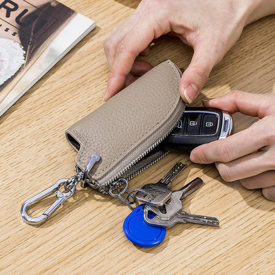 新款包包 真皮鑰匙包男女士腰掛汽車鑰匙保護套家用拉鏈多功能新款迷你小巧