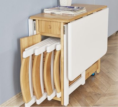 【找椅子】北歐折疊 伸縮 組合 多功能性收納餐桌椅 雙色桌