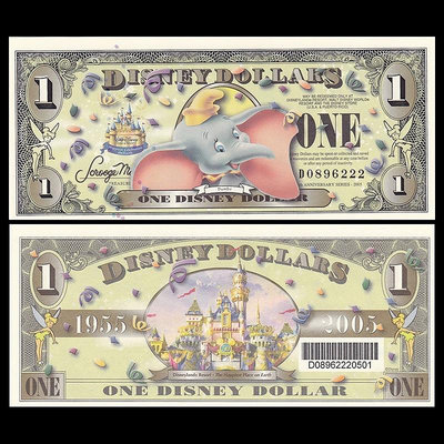 全新UNC 美國 迪斯尼2005年小飛象1美元 紙幣 紀念鈔 錢幣 紙幣 紙鈔【悠然居】155