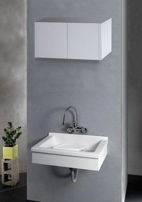 --villa時尚生活--新型w-70cm四方型壁掛式檯面式洗衣槽(洗衣台特價熱賣)人造石洗衣槽