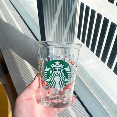 日本星巴克25周年第一彈小熊開口玻璃杯游樂園限定馬克水杯