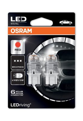 T20 雙芯 Led Osram Premium W21/5W 紅光 Brake Light Bulbs~