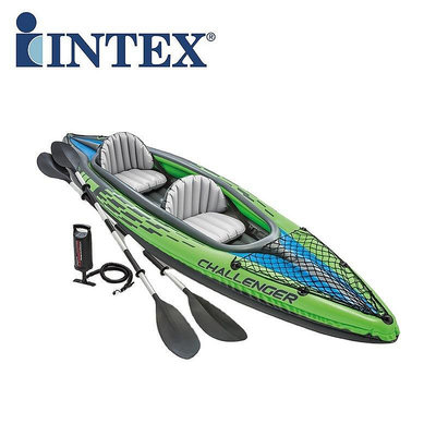 水上設備 游泳 美國INTEX68306 挑戰者二人船組 充氣船 充氣皮劃艇橡皮艇加厚