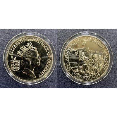 全新根西島1995年解放50周年2鎊紀念幣- KM# 61