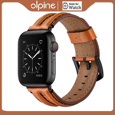 適用apple watch Ultra商務真皮錶帶 iwatch12345678SE金屬風真皮錶帶 蘋果手錶49mm錶帶
