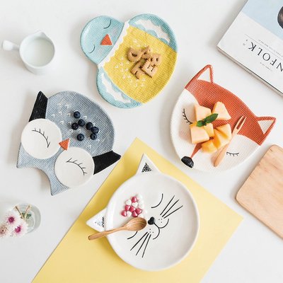 現貨熱銷-日式兒童餐具家用分格盤創意陶瓷分隔盤可愛寶寶餐盤碗盤#歐式 #簡約 #便捷生活