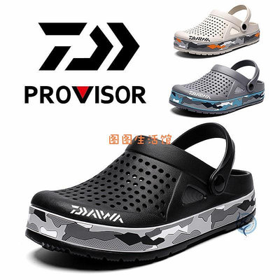 2024新款DAIWA男子釣魚涼鞋戶外優質開叉鞋膠鞋EVA軟底戶外釣魚拖鞋