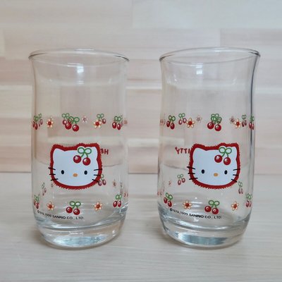 三麗鷗 凱蒂貓 Hello Kitty 茶杯 玻璃茶杯 (一對）