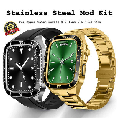 不鏽鋼錶帶 適用於Apple Watch Band的屬錶殼 45mm 44mm-3C玩家