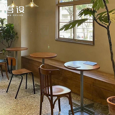 吾設咖啡廳甜品店桌椅工業風美式復古餐廳酒吧卡座餐桌椅 自行安裝