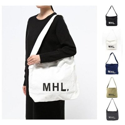 日系MHL 斜挎帆布包 大容量簡約百搭休閒單肩斜背包 手提帆布包