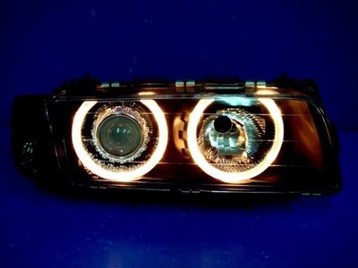 小亞車燈╠ 全新激光BMW E38 95年 黑框 玻璃 魚眼 光圈 大燈 角燈DEPO製