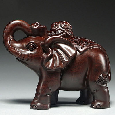 黑檀木雕刻大象擺件一對木象家居客廳店鋪裝飾紅木工藝品喬遷送禮
