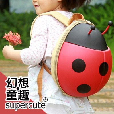 全新品出清--【supercute】瓢蟲造型後背包/兒童寶寶雙肩帶後背包(紅)
