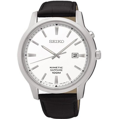 新品上市 SEIKO Kinetic 人動電能簡約腕錶(銀X黑/43mm) 5M82-0AX0L/SKA743P1