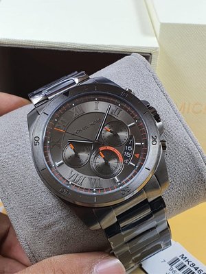 MICHAEL KORS Brecken 鎗灰色錶盤 不鏽鋼材質錶帶 羅馬數字 石英 三眼計時 男士手錶 MK8465