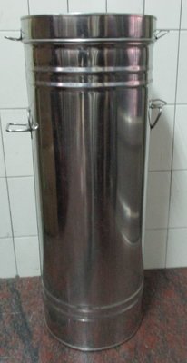 《打貓堡》二手【白鐵桶–9】高76.5x圓徑28公分~可裝茶葉、字畫(E2118)