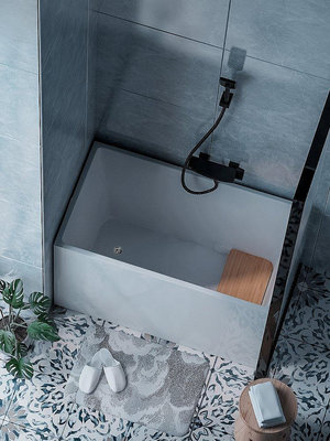 現貨 小浴缸家用亞克力80cm60方日式坐式深泡可移動迷你mini小戶型浴缸-寶島百貨