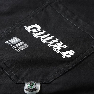 【熱賣下殺】GUUKA黑色機能長袖襯衫男薄款 學生嘻哈運動反光夾條襯衫外套寬松