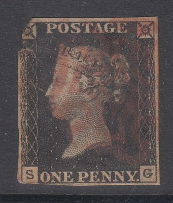 【熱賣下殺價】世界第一枚郵票-1840年英國黑便士郵票SG舊票1枚。保真老郵票！