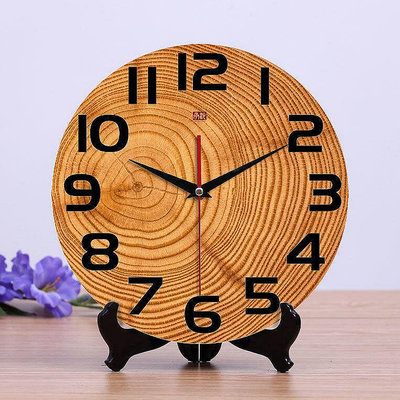 【現貨】創意木質 時鐘 靜音座鐘 掛鐘 兩用客廳臺式鐘錶坐鐘北歐家用簡約ZB03