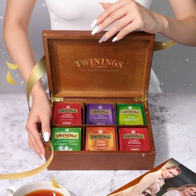 【熱賣下殺價】川寧紅茶茶葉禮盒+90片茶包進口TWININGS 木盒6格+5口味紅茶手禮