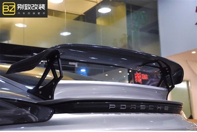 Porsche保時捷718 Cayman改裝小包圍Techart款碳纖維尾翼718尾翼－請詢價