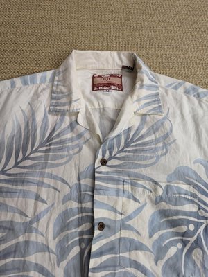 美國夏威夷製造 RJC 白色短袖渡假襯衫 休閒花襯衫