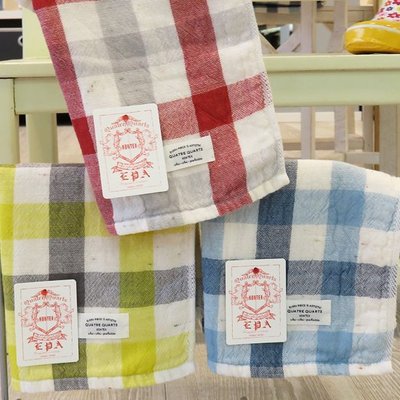 日本製 今治認證 毛巾 KONTEX 有機棉 棉紗格紋毛巾 方巾