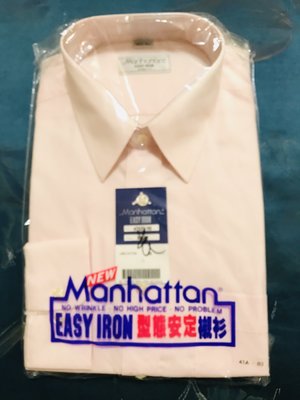 Manhattan美好挺粉色細條紋長袖襯衫41號(領圍16.5吋)