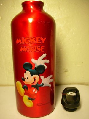 S.幾乎全新迪士尼紅色不鏽鋼MICKEY MOUSE米老鼠造型保溫瓶!!--俗俗賣!!(咖藍1)-P