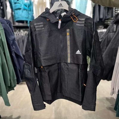 【100%正品】adidas愛迪達男外套春秋休閑梭織防風連帽運動夾克 HE9904 可開發票