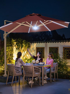 莫家戶外遮陽傘液壓傘LED帶燈羅馬傘室外大太陽傘別墅庭院戶外傘