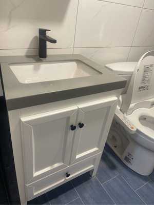FUO衛浴：定制60公分人造石OAK橡木白色浴櫃組