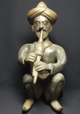 印度弄蛇人 老銅製品 印度街頭表演技藝 重約1790g 號30189