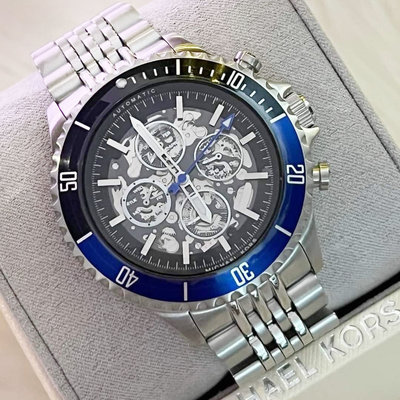 MICHAEL KORS Bayville Automatic 鏤空錶盤 銀色不鏽鋼錶帶 男士 自動機械錶 MK9045