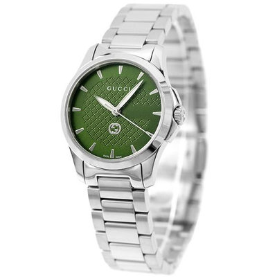 GUCCI  古馳 YA1265048 手錶 28mm 綠色面盤 藍寶石鏡面 不鏽鋼錶帶 女錶