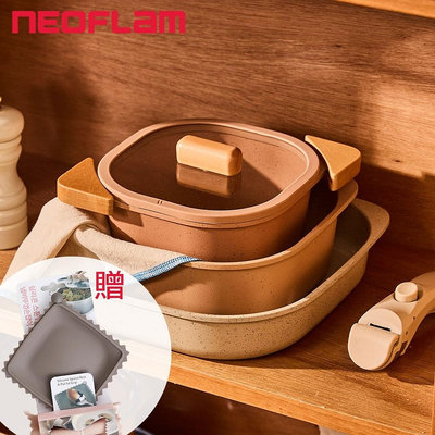 [在台現貨] 韓國大廠 NEOFLAM FIKA 組合 陶瓷塗層鍋具 七件組 方形煎盤 可拆把手